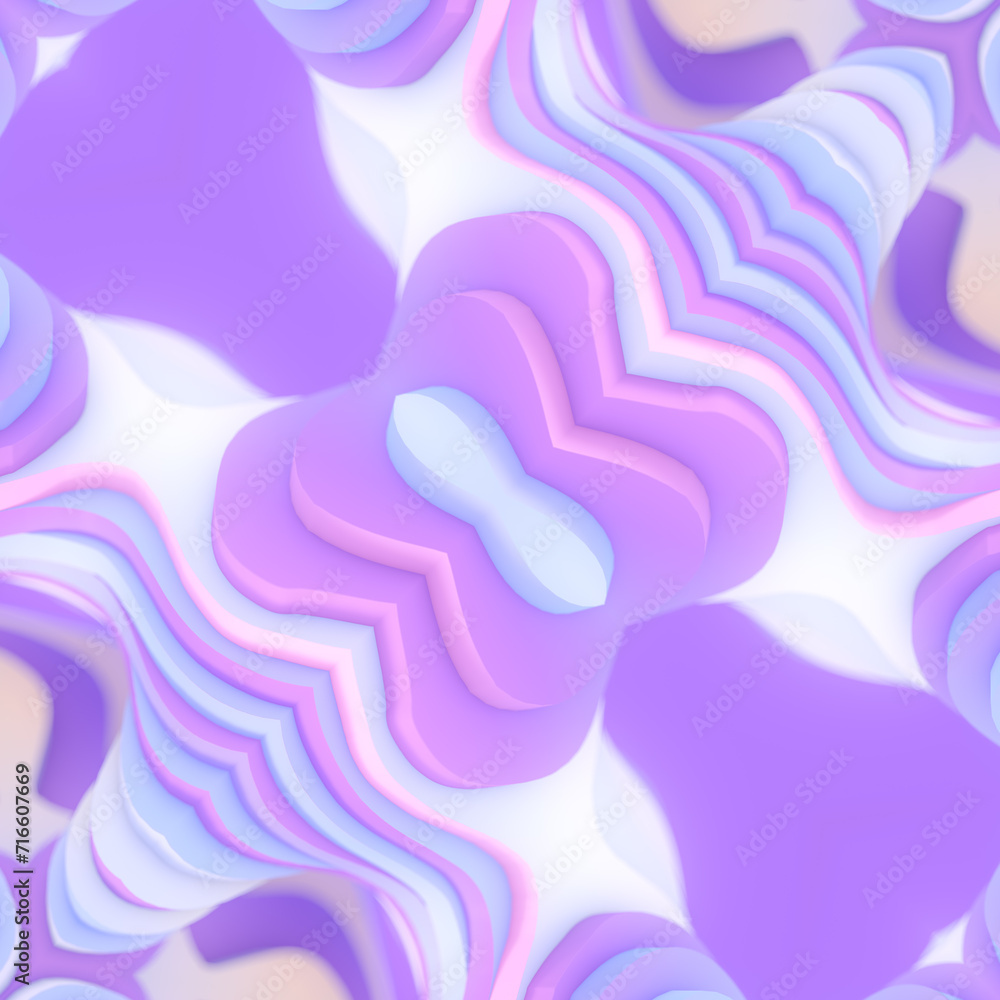 Fototapete Artistic design in purple and white color scheme with abstract pattern. 3d rendering digital illustration