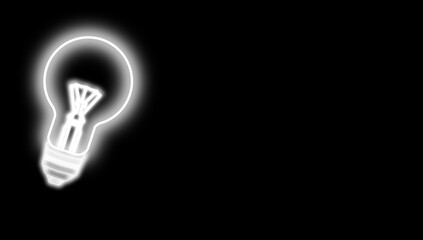 Fluorescent light bulb on a black background,copy space,Neon light blub,Vector illustration