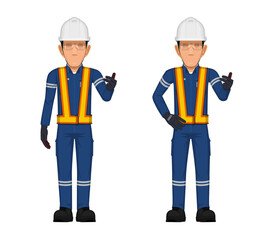 Set of worker posture,holding something in his hand
