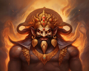 Portrait of demon king Raavan.