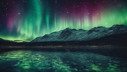 Naklejka premium aurora borealis over the lake