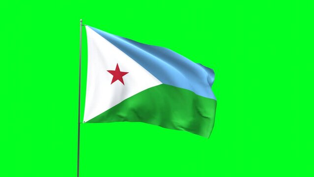 Flag of Djibouti on green background, Flag looping video