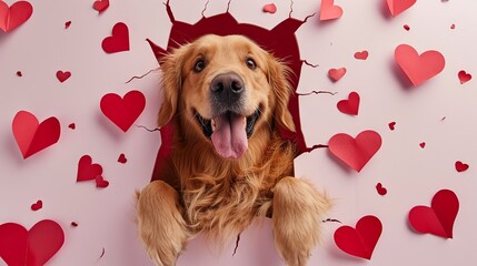 valentine decorated dog with paws