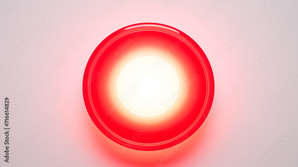 Poster red light fluorescent button isolated on the background of computer graphics website design