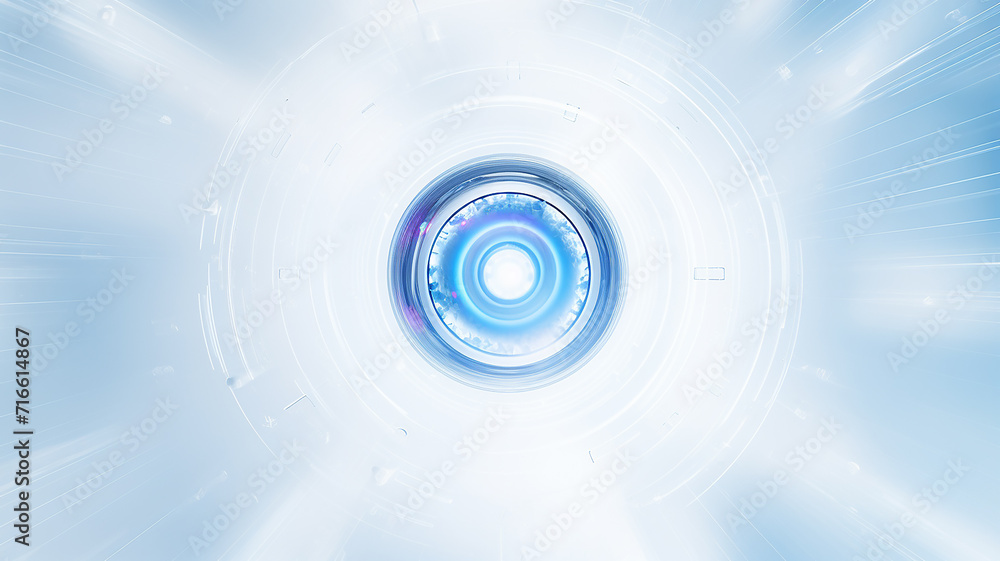 Poster blue light luminescent button isolated on the background of computer graphics website design