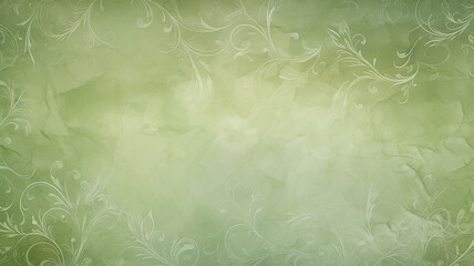 vintage green wallpaper with barely noticeable floral ornament, background with a copy space
