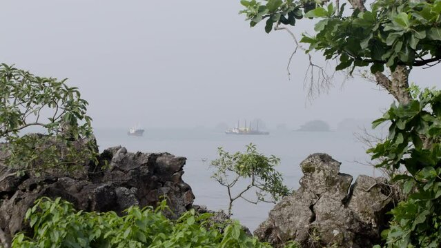 Ship at sea off the coast of Africa, Cameroon