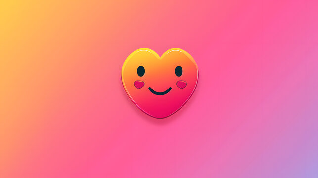 Naklejki Smile happy laugh heart emoji emoticon with colorful vibrant abstract background, love concept