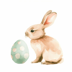 ウサギとイースターエッグの水彩イラスト、イースターバニー