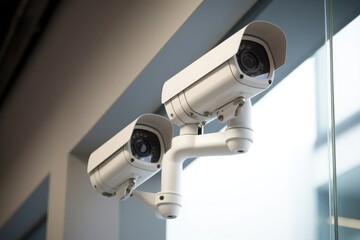 High-tech surveillance camera installed in the office, video surveillance system