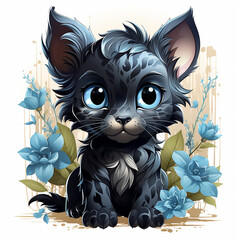 cat with a flower By Generated AI