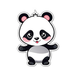 panda sticker cartoon with white background