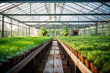 Modern, industrial greenhouse for growing vegetables and herbs. Argoproduction