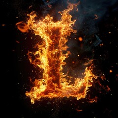 Capital letter L with fire growing out