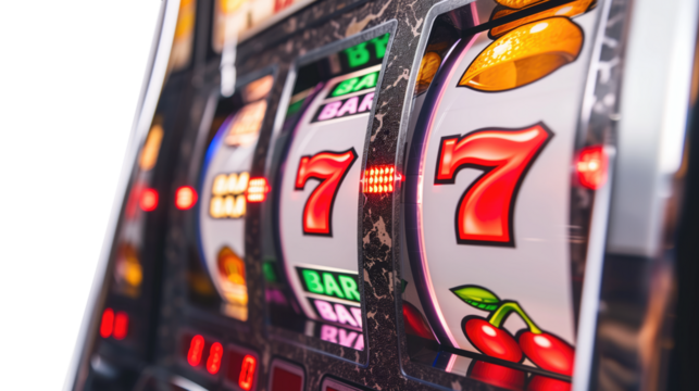 black casino slots machine with number 7s 