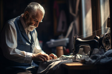 A Professional Tailor in a workshop doing his job