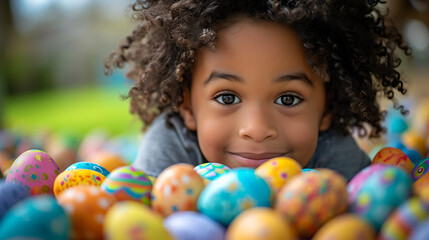 Fototapeta na wymiar Whimsical Easter Celebrations: A Joyous Capture of Egg Hunts and Family Delight