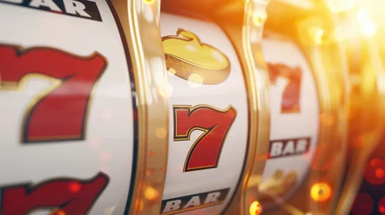 Foto op Plexiglas gold casino slots machine with number 7s  © Layerform
