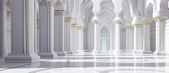 Islamic mosque interior architecture. Celebration of Ramadan Kareem