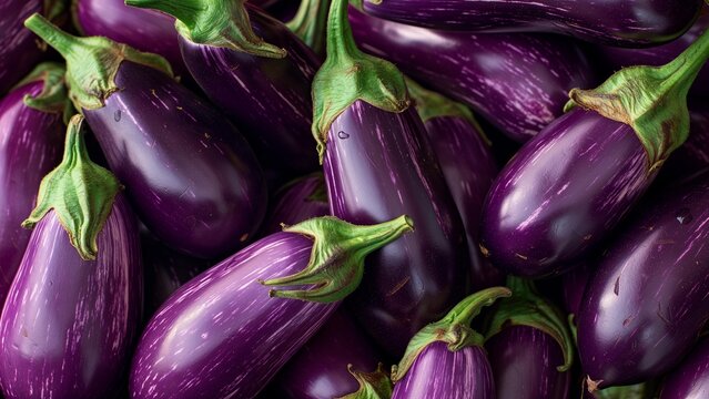 eggplants close-up, wallpaper, texture, pattern or background