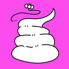 cartoon doodle funny poop on pink background