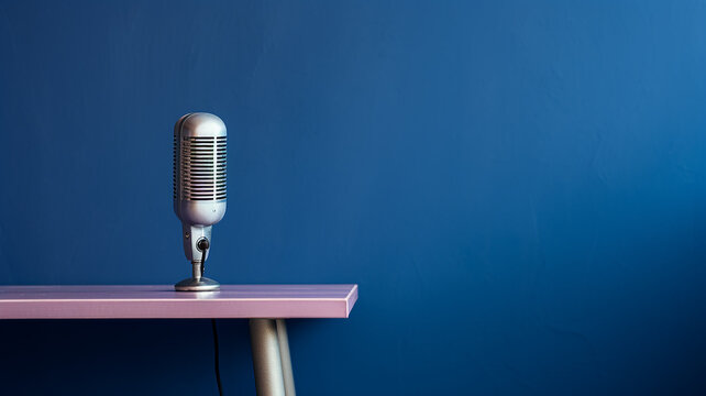 vintage microphone isolated on a smooth background media concept