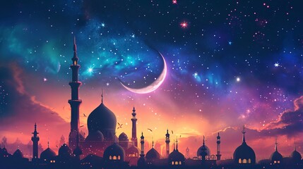background of the holy month of Eid al-Fitr - obrazy, fototapety, plakaty