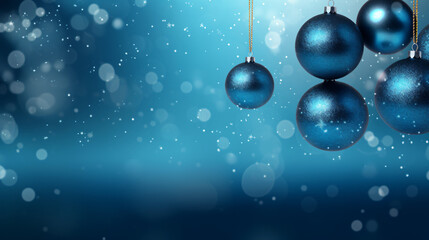 Background with blue christmas balls. Copy Space