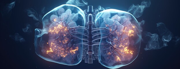 The future of healthcare portrayed through forward-thinking medical research, particularly emphasizing advancements in lung health.