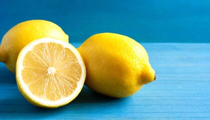 lemons on blue background