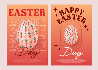 Happy easter greeting card vector illustration set