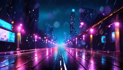 City and highway at night when it rains