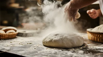 Foto op Canvas process of elaboration to make pizza in a typical local of naples © AlphaStock