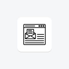 Email marketing communication black outline icon , vector, pixel perfect, illustrator file