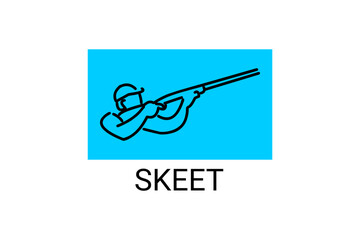 skeet sport vector line icon. an athlete posing for a shot. sport pictogram, vector illustration.