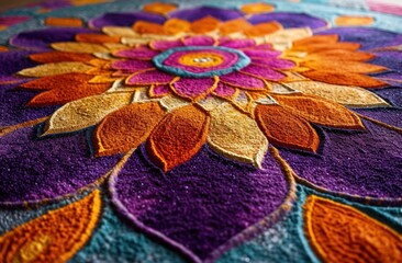 Vibrant rangoli festival in india transforms with joyful colors and intricate designs, gudi padwa traditional decoration image