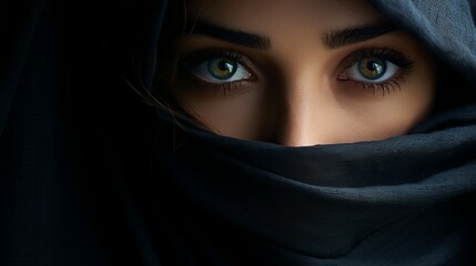 Naklejka premium Eyes of Muslim Arab woman dressed in a burqa