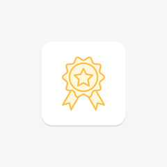 Badge icon, star with badge icon, color outline icon , vector, pixel perfect, illustrator file