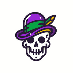 skull in mardi gras style