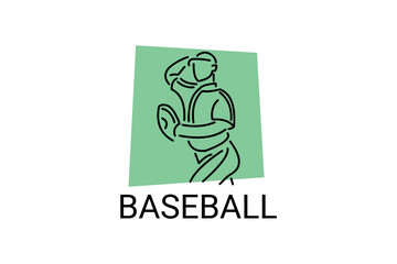 Baseball player vector line icon. batter and ball logo, equipment sign. sport pictogram illustration