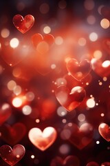 Dreamy Heart Bokeh Effect: Soft Red Shades Creating a Romantic Backdrop - Valentine's Day Concept