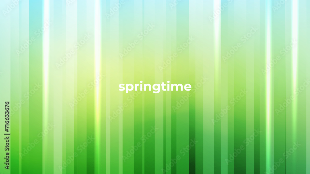 Poster Springtime background. Vibrant blurred color gradient banner with vertical dynamic lines for Spring season creative graphic design. Vector illustration.