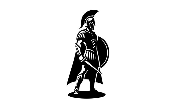 dominant, angry spartan mascot logo, black and white spartan logo , spartan silhouettes or vector 02