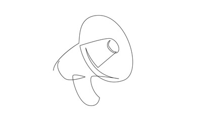 Continuous single one line art drawing of megaphone speaker for news and promotion vector illustration