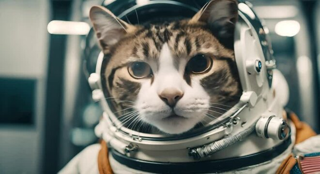 Astronaut cat in a space suit
