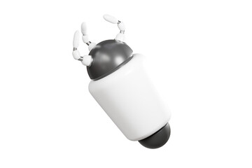 Obraz premium 3D AI Robotic Hand holding icon. Generative AI concept, Technology and engineering, neural network concept, Artificial Intelligence concept. Minimal Cartoon isolated background. 3D Rendering