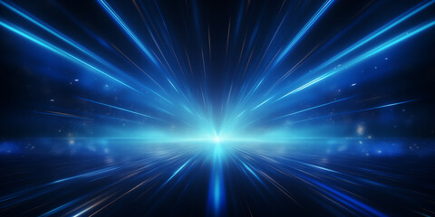 Abstract blue light speed zoom fast night background Blue light beams are crossing over a blue background Abstract speed light out technology background high tech communication concept  