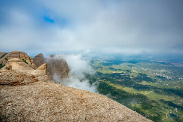 Montserrat Abbey and mountain near Barcelona, Spain	