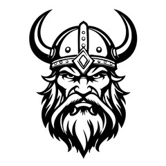 angry berserk viking warrior head vector logo emblem svg icon black isolated on white