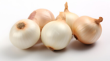 Fresh onion bulbs with isolated white background
